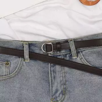 Женский ремень, тонкий женский ремень из искусственной кожи с пряжкой, повседневный ремень для джинсов коричневый