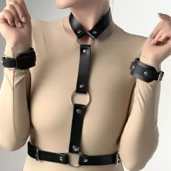 Женский ремень в стиле готика из искусственной кожи с шипами, декоративный ремень, регулируемый ремень, фетиш-костюм, нижнее белье для бондажа, нижнее белье для бондажа Ajustable чёрный