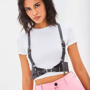 Женский ремень в стиле готика из искусственной кожи с шипами, декоративный ремень, регулируемый ремень, женская фетиш-одежда, нижнее белье для бондажа, нижнее белье для бондажа Ajustable чёрный