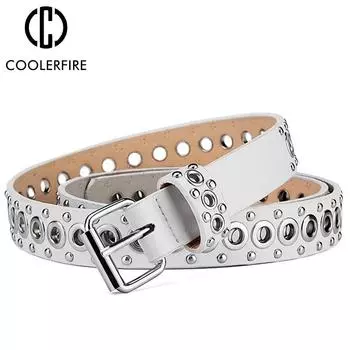 Женский ремень в стиле панк, стильный повседневный модный полый ремень для брюк, джинсов, дизайнерский ремень, регулируемый ремень для женщин с пряжкой PK016 110cm белый