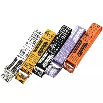 Женский ремень в стиле панк-стрит с буквенным принтом, двойное кольцо D, холст, длинный ремень белый