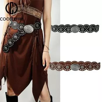 Женский ремень в стиле панк-вестерн, ковбойский джинсовый ремень из искусственной кожи в стиле ретро для женщин, дизайнерский джинсовый ремень в западном стиле, персонализированный металлический широкий ремень ZX004 105CM чёрный