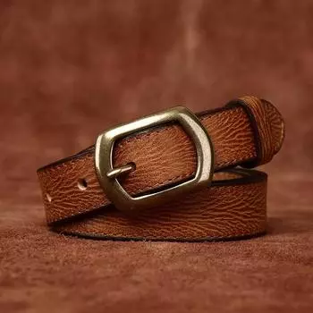 Женский ремень в стиле ретро, модный и персонализированный тисненый кожаный ремень с пряжкой из чистой воловьей кожи, универсальный джинсовый ремень в корейском стиле с грубым зерном, женский ремень 90cm