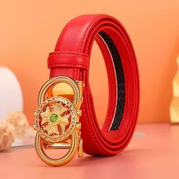 Женский ремень высокого качества из воловьей кожи, роскошный известный бренд, женский ремень с автоматической пряжкой, дизайнерские ремни, платье ярких цветов LB2297 95CM белый