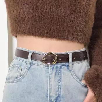 Женский ремень Yousheng для джинсов, платьев, брюк в стиле вестерн, тонкий пояс из искусственной кожи с золотой пряжкой для повседневной носки, офиса кофейный