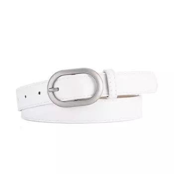 Женский ремень, женский простой джинсовый пояс, повседневный ремень с металлической пряжкой, студенческий ремень Length 106 Width 2.7 белый