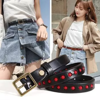 Женский ремень, женский стиль Ins, модный, универсальный, трендовый, стиль BF, ретро, практичный, кожаный, с пряжкой, с ремнем для джинсов 90cm