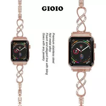 Женский ремешок Diamond для Apple Watch Ultra Series 10 9 8 7 6 5 3 2 Женский ремешок для часов iWatch 49 мм 46 мм 42 мм 41 мм 45 мм 40 мм 44 мм 38 мм iWatch 1-2-3 42mm чёрный