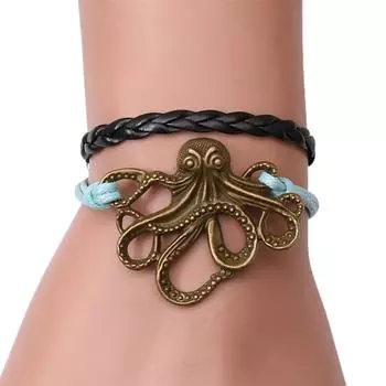 Женский ретро бесконечность унисекс осьминог дизайн плетеный браслет вечеринка мемориал