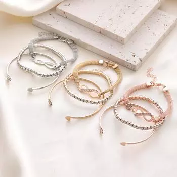 Женский ретро-браслет из трех частей с открывающимся сердцем, простой счастливый браслет в форме восьмерки для женщин, лучший подарок для друзей