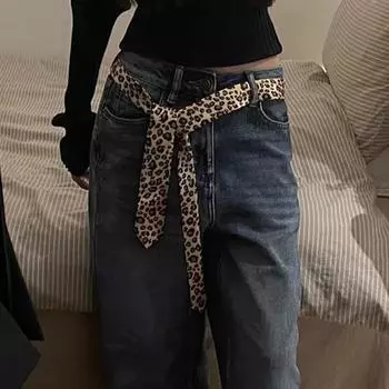 Женский ретро-галстук с леопардовым принтом, галстук и ремень, украшение двойного назначения
