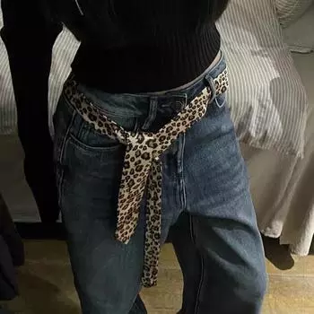 Женский ретро-галстук с леопардовым принтом, галстук и ремень, украшение двойного назначения 145cm