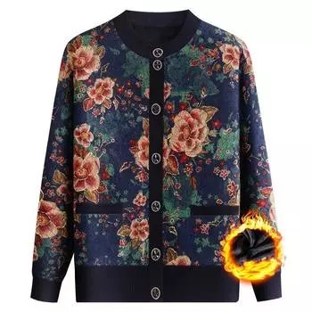 Женский ретро-кардиган с подкладкой, утолщенный, вязаный топ, зимний теплый вязаный кардиган на молнии XXXXL