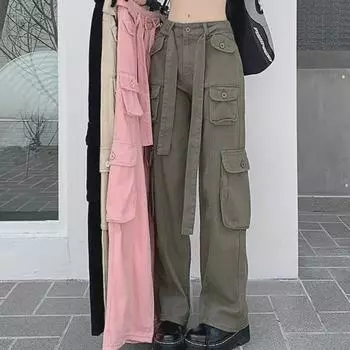 Женский ретро-комбинезон с несколькими карманами и потертостями 2023 года — стильный, свободный, облегающий, прямого кроя Large