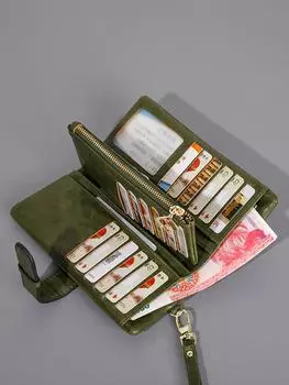 Женский ретро-кошелек с тройным сложением, минималистский, с ремешком на запястье, с несколькими отделениями для карт, на руку