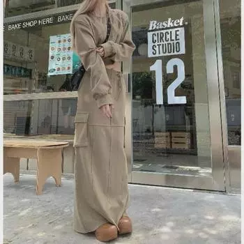 Женский ретро-костюм из двух частей: топ с длинными рукавами и юбкой с принтом - мода осени 2025 года Small