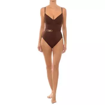 Женский ретро-купальник на косточках с поясом MM1N615 6 (XS) коричневый