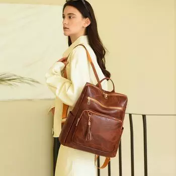 Женский ретро-модный рюкзак из искусственной кожи с кисточками, школьный рюкзак для девочек, легкие повседневные рюкзаки для поездок на работу