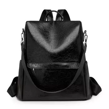 Женский ретро рюкзак из мягкой кожи, многофункциональный рюкзак, школьная сумка чёрный
