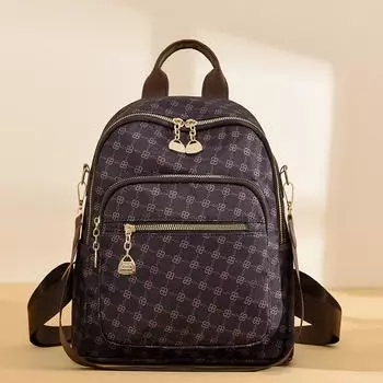 Женский ретро-рюкзак с буквенным принтом, большая вместительная дорожная сумка коричневый