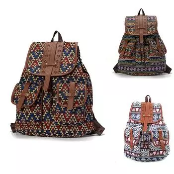 Женский ретро-рюкзак в этнической полосе, повседневная сумка