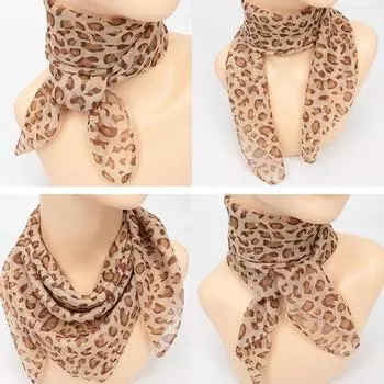 Женский ретро-шелковый шарф с леопардовым принтом, универсальные аксессуары для маленьких шарфов