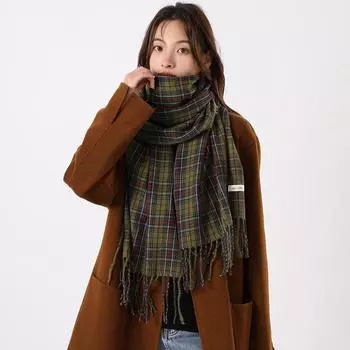 Женский ретро-зеленый клетчатый шарф 2024 года, осень/зима, универсальный, персонализированный, высококачественный, теплый платок и шея 180*50CM