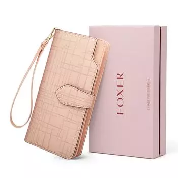 Женский роскошный двухслойный длинный клатч-кошелек из коровьей кожи 2024 года розового золота