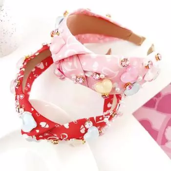 Женский роскошный обруч для волос с сердечком, повязка на голову с узлом, усиленный дизайн, легкий головной убор, аксессуары для головы розовый