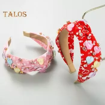 Женский роскошный обруч для волос с сердечком, повязка на голову с узлом, усиленный дизайн, легкий головной убор, аксессуары для головы розовый