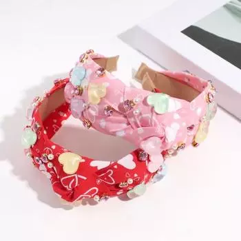 Женский роскошный обруч для волос с сердечком, повязка на голову с узлом, усиленный дизайн, легкий головной убор, аксессуары для головы розовый