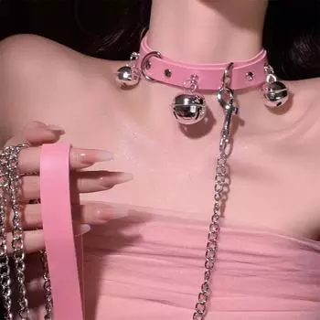 Женский рождественский чокер-колокольчик с ошейником и поводком