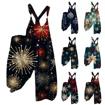 Женский рождественский комбинезон с принтом в виде маленькой свежей рождественской елки в стиле ретро XXXL циан