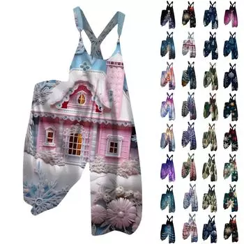 Женский рождественский комбинезон с принтом в виде маленькой свежей рождественской елки в стиле ретро S