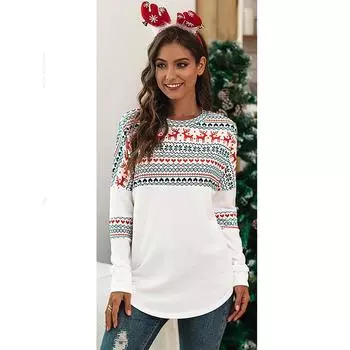 Женский рождественский пуловер со снежинками Attraco, рубашка с длинными рукавами