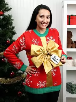 Женский рождественский топ с длинными рукавами и цифровым принтом 2023 года Medium