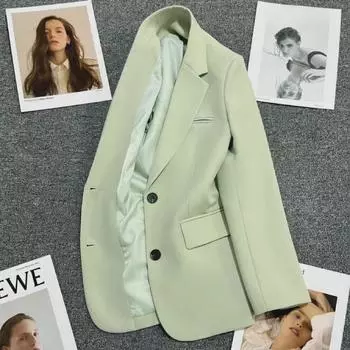 Женский розовый пиджак: Элегантный британский стиль, стройнит, идеально подходит для ранней весны L (110-120 catty) розовый