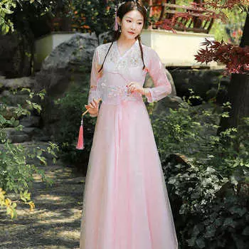 Женский розовый сценический костюм Hanfu, комплект танцевальных костюмов L зелёный