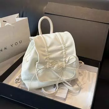 Женский рюкзак 2024 года, новый стильный и модный внешний вид, текстурированный плиссированный рюкзак на шнурке, большая вместимость, универсальная сумка