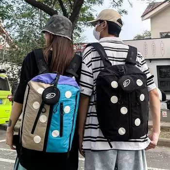 Женский рюкзак большой емкости, цветной блок, школьный рюкзак для школьников средней школы, мужской дорожный рюкзак чёрный