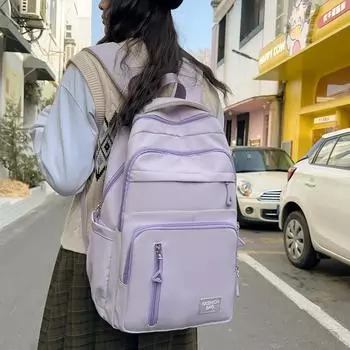Женский рюкзак большой емкости для младших школьников, школьный рюкзак, однотонный компьютерный рюкзак