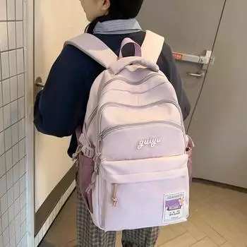 Женский рюкзак большой емкости для школьников средней школы, школьный рюкзак для путешествий чёрный