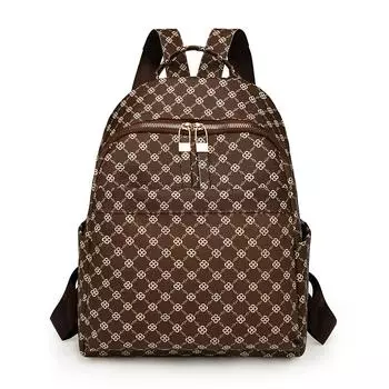 Женский рюкзак большой емкости из мягкой кожи с принтом, дорожный рюкзак коричневый