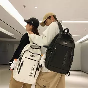 Женский рюкзак большой емкости, мужской рюкзак с буквенным принтом, рюкзак в кампусном стиле, школьная сумка для старшеклассников зелёный