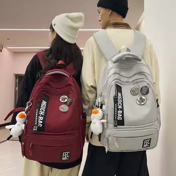 Женский рюкзак большой емкости с буквенным принтом, студенческий водонепроницаемый школьный рюкзак, мужской дорожный рюкзак серый