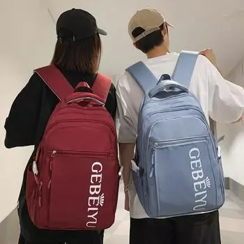 Женский рюкзак большой емкости с буквенным принтом, студенческий школьный рюкзак, мужской дорожный рюкзак синий