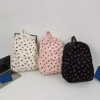 Женский рюкзак большой емкости с принтом клубники, большой грузоподъемностью, сумка для бутылки с водой и зонтика розовый