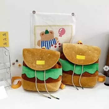 Женский рюкзак большой емкости с регулируемым ремнем на шнурке, в форме гамбургера, для хранения мультфильмов, забавные для девочек и мальчиков L