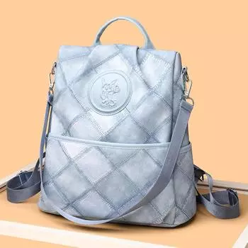 Женский рюкзак большой емкости с защитой от кражи, студенческая школьная сумка, пригородная дорожная сумка синий