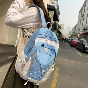 Женский рюкзак большой емкости, школьный рюкзак контрастного цвета, рюкзак для школьников младших классов, дорожная сумка розовый